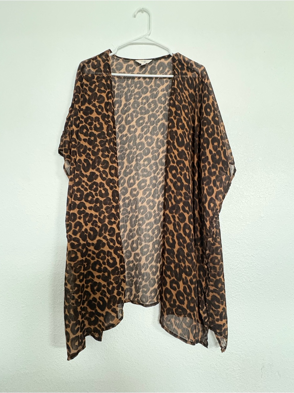 Terra & Sky Leopard Print Sheer Kimono in Brown and Black